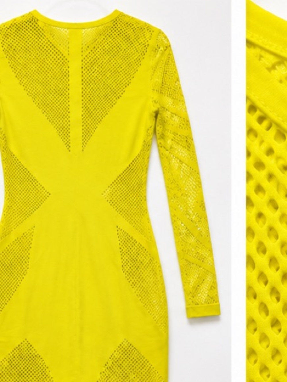 Marciano Neon Yellow Mesh Detail Dress